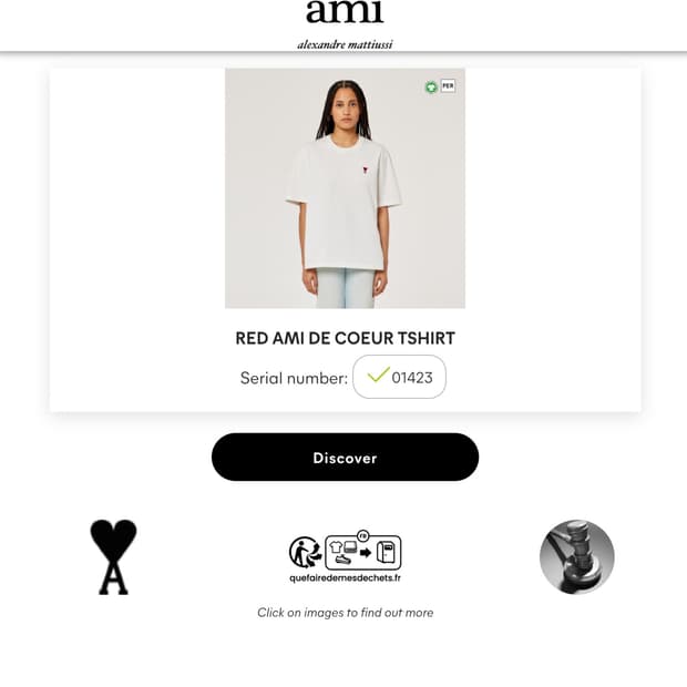 아미 반팔 티셔츠 XS  (95추천해요)