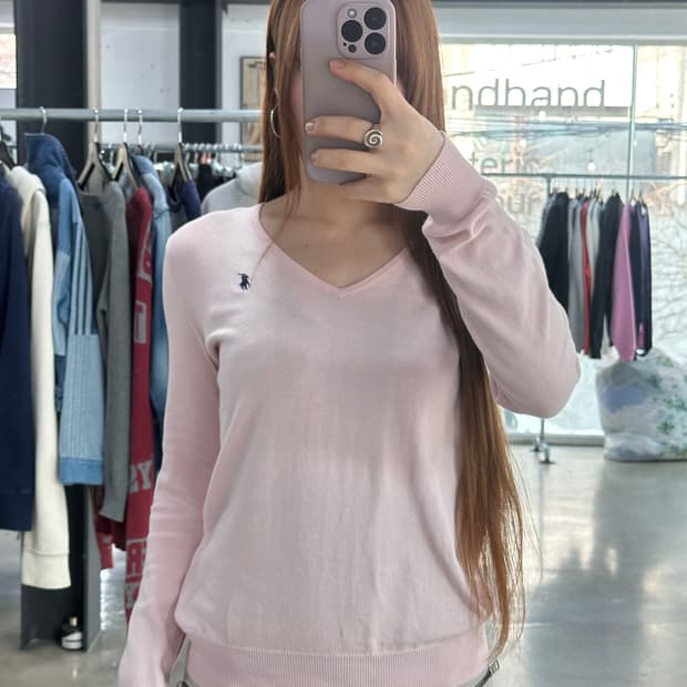 폴로랄프로렌 브이넥 니트 핑크