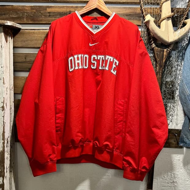 [XL]90's 나이키 OHIO STATE 레드 나일론 풋볼 팀 웜업