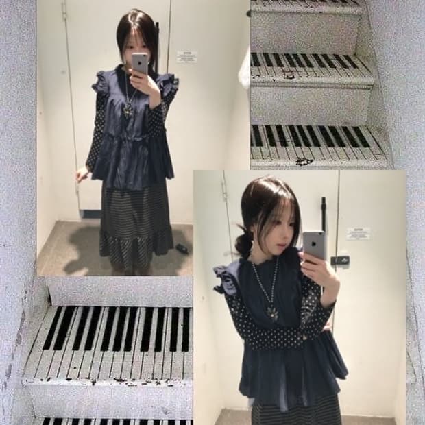 빈티지 차콜 패턴 코디세트 