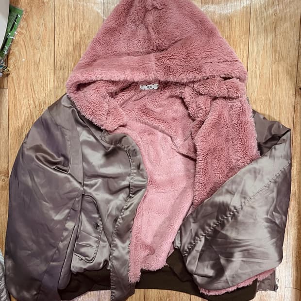 브라운 핑크 퍼 자켓 잠바