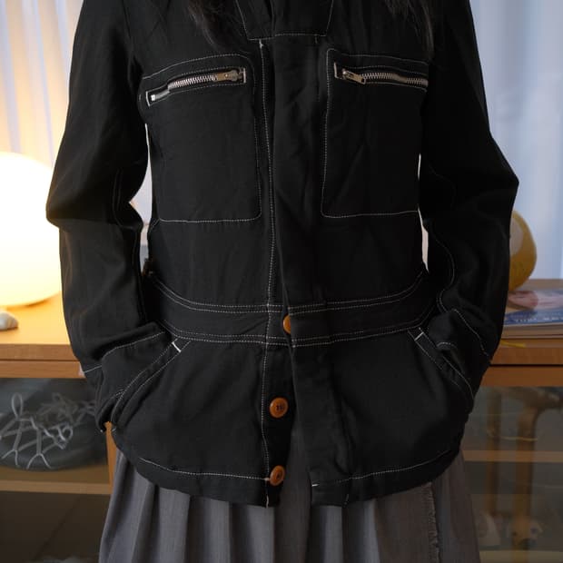 Boiled poly stitched jacket