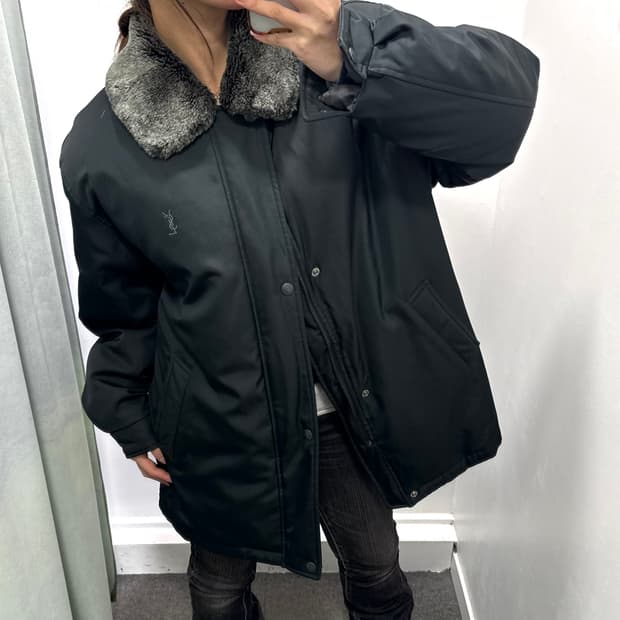 입생로랑 그린 덕다운 패딩 점퍼