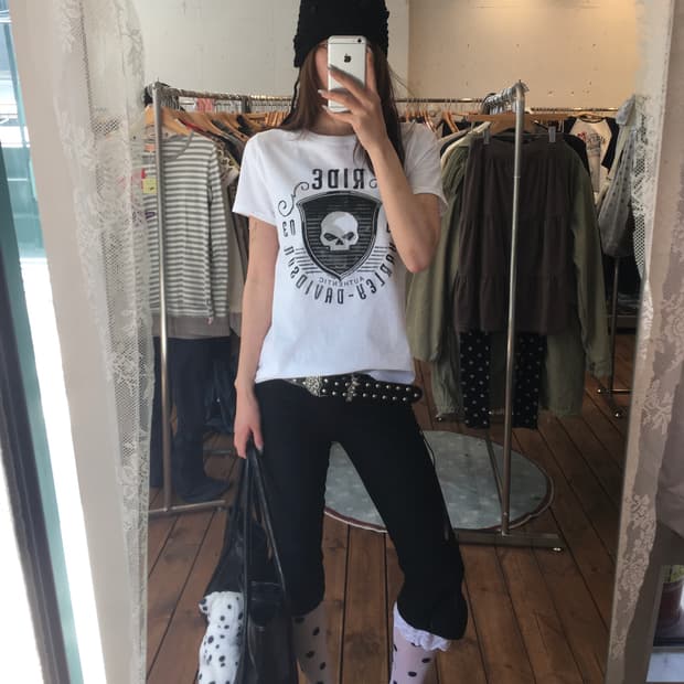 할리데이비슨 스컬 화이트 반팔