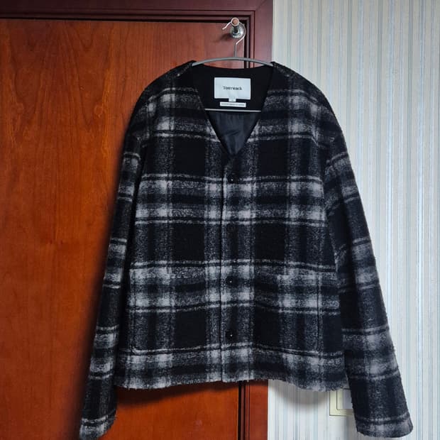 토니웩 모헤어 가디건 Checked Black/Ecru