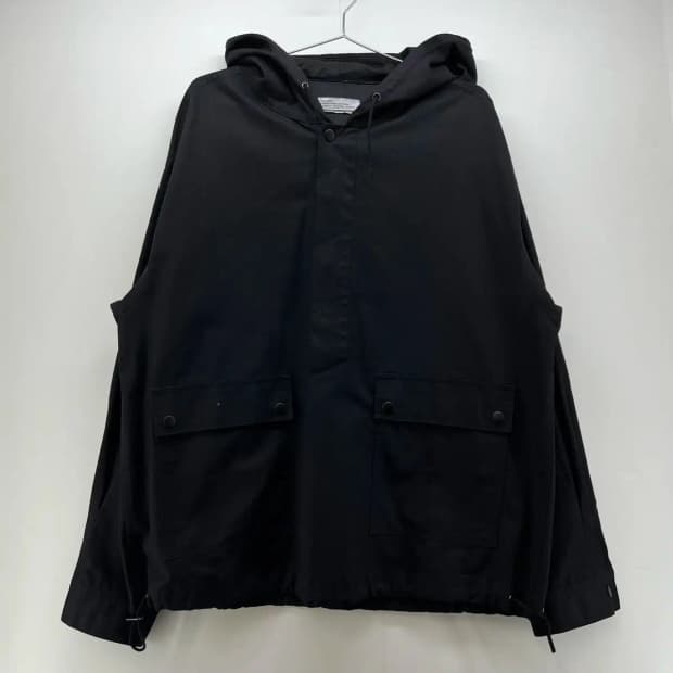 [L] 파르티멘토 포켓 남여공용 오버핏 빈티지 블랙 바람막이 점퍼 자켓