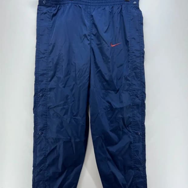 라지 나이키 올드 y2k 폴리 네이비 스우시 트레이닝복 바지 팬츠