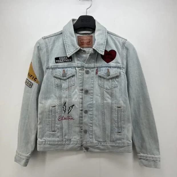 xs 리바이스 여자 포켓 패치 청자켓 빈티지룩 y2k