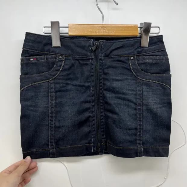 xl 여자 타미힐피거 여자 청데님 반바지 스커트 데님팬츠 빈티지
