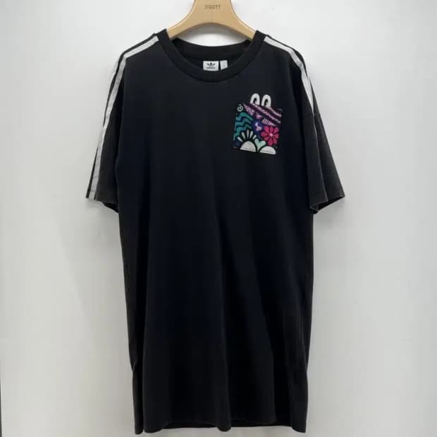 xs 아디다스 오리지널스 삼선 유니크 반팔티셔츠 블랙 여자 티셔츠