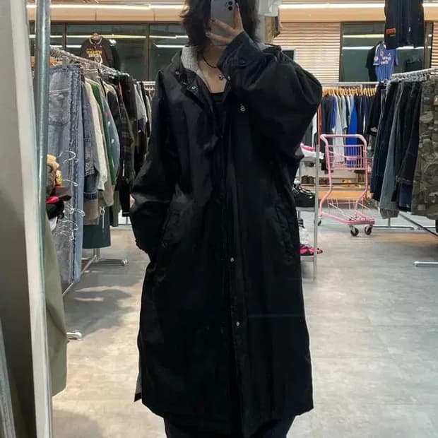 미디움 에스피오나지 오버핏 울 코트 블랙