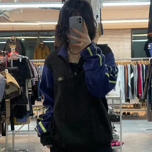 105 나이키 올드스쿨 삼나스포츠 오버핏 집업 니트