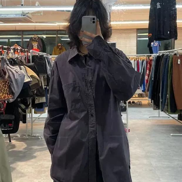 105 CP컴퍼니 오버핏 레글런 셔츠 차콜