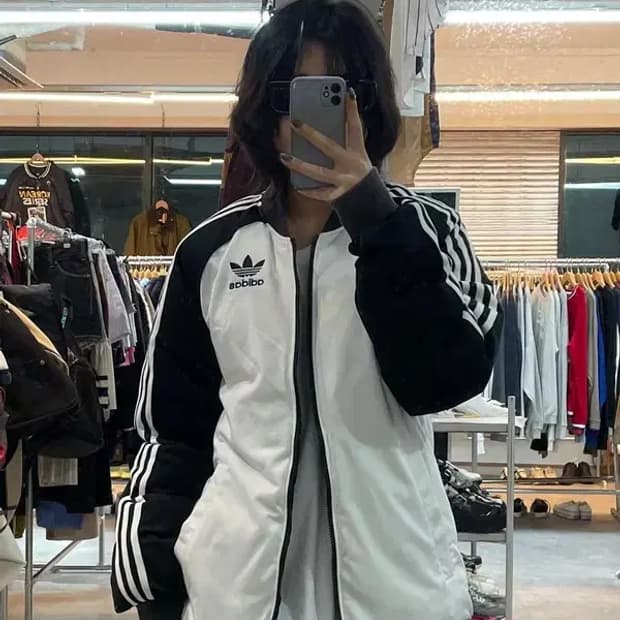 90 아디다스 SST 리버서블 패딩 자켓 블랙 화이트