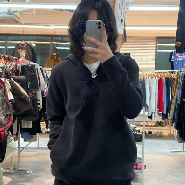 95 여자 아디다스 RS FLE 큐빅 후디 블랙