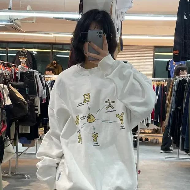 라지 예스아이씨 Y.E.S Optical 스웨트셔츠 맨투맨 화이트