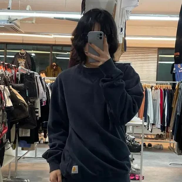 스몰 칼하트 오리지널 핏 맨투맨 네이비