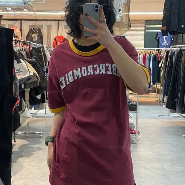 XL 아베크롬비 피치 오버핏 자주 반팔티셔츠 y2k룩