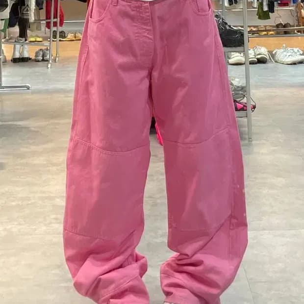 30 라프시몬스 21aw 핑크 와이드 워크팬츠 바지