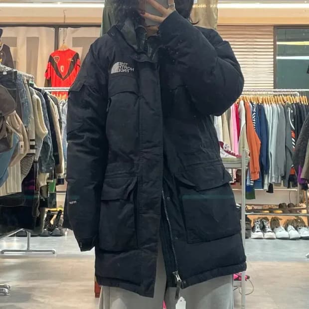 스몰 노스페이스 블랙 구스다운 패딩 점퍼 블랙