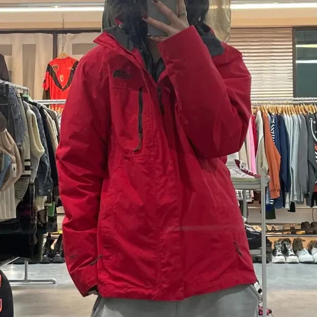 스몰 노스페이스 스플렉스 겨울용 바람막이 자켓 레드