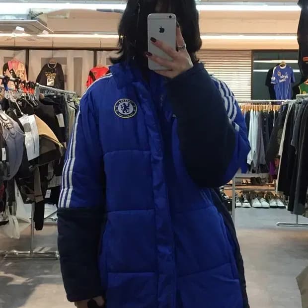 95 아디다스 삼선 첼시 다운자켓 패딩 벤치다운 축구룩