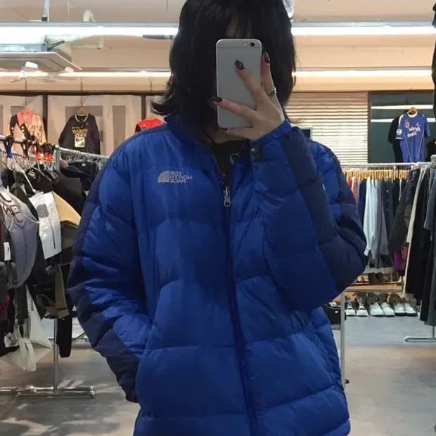 95 노스페이스 600 블루 구스다운 패딩 점퍼