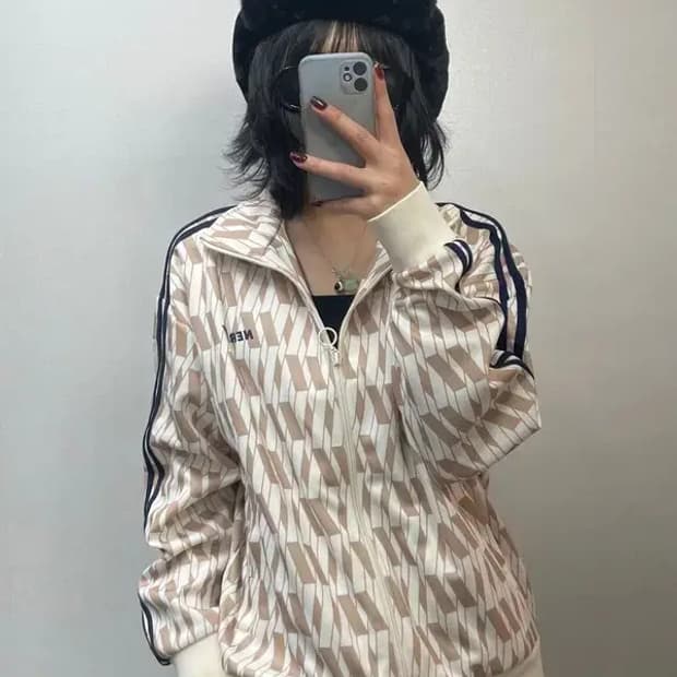 스몰 널디 패턴 오버핏 집업 져지