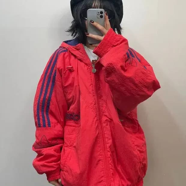 105 아디다스 90s 제우교역 파이어버드 나일론 올드스쿨 누빔점퍼 자켓