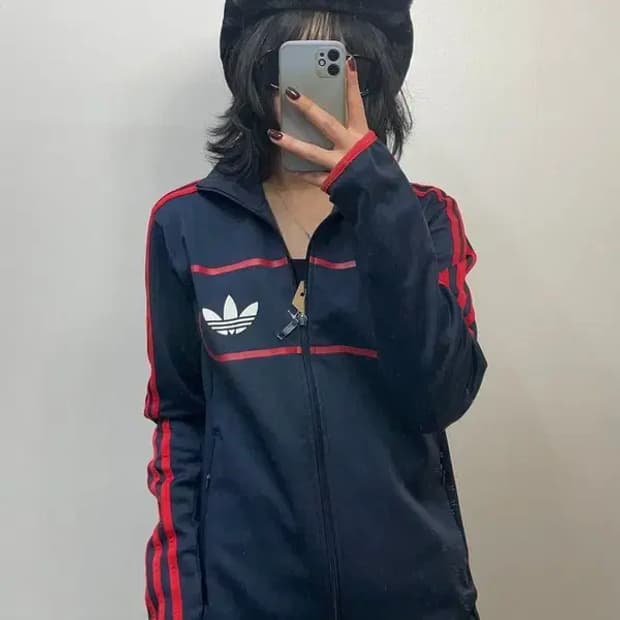 95 아디다스 오리지널스 삼선 로고 불꽃 집업 져지