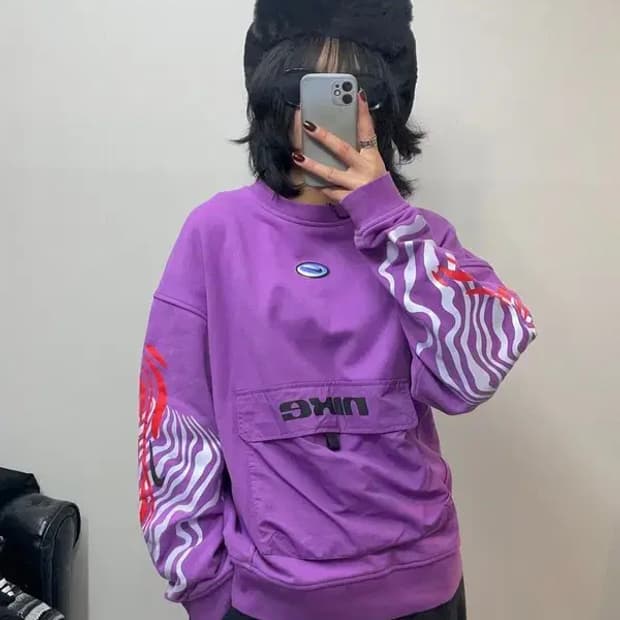 스몰 나이키 아노락 퍼플 오버핏 맨투맨 티셔츠