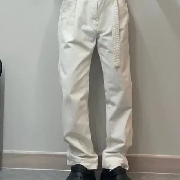 라지 세터 와이드 벨티드 팬츠 크림