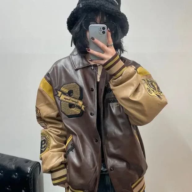 라지 스모크라이즈 바시티 점퍼 자켓 b그레이드