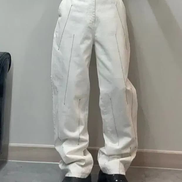 3 own 오운 스티치 와이드핏 팬츠 화이트크림