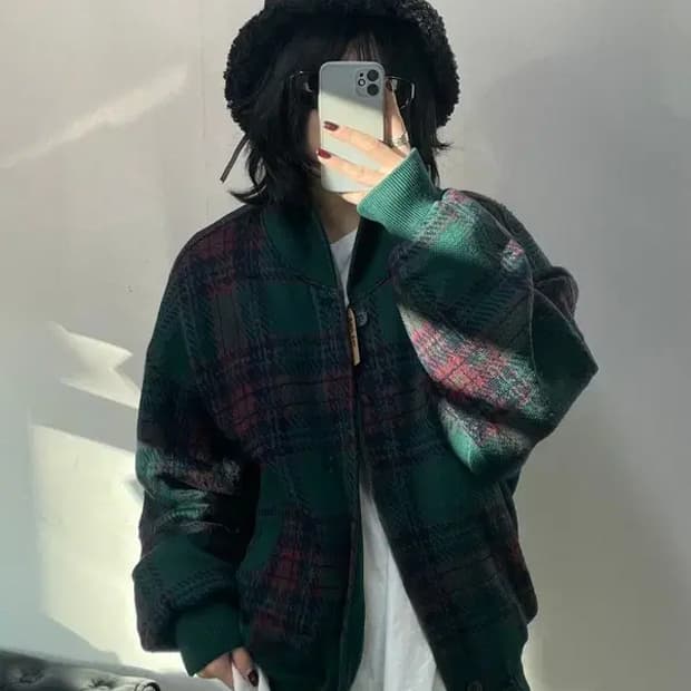 100 입생로랑 올드스쿨 체크 울 자켓 점퍼