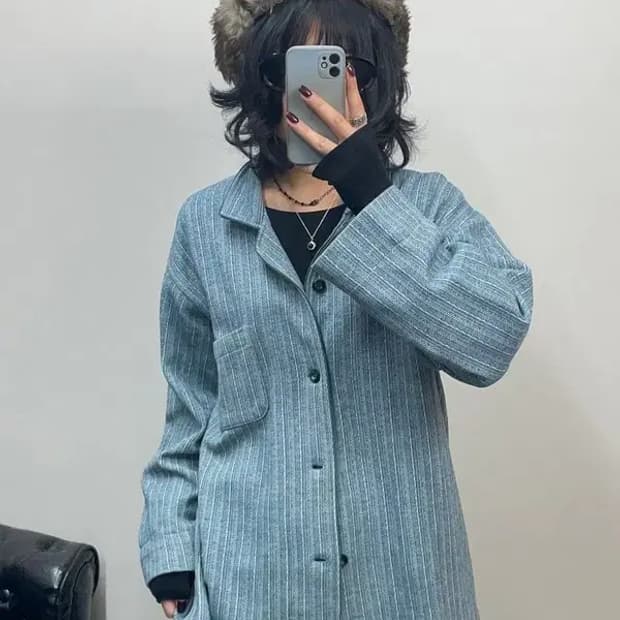 jpn 라지 스트라이프 오버핏 셔츠 남방