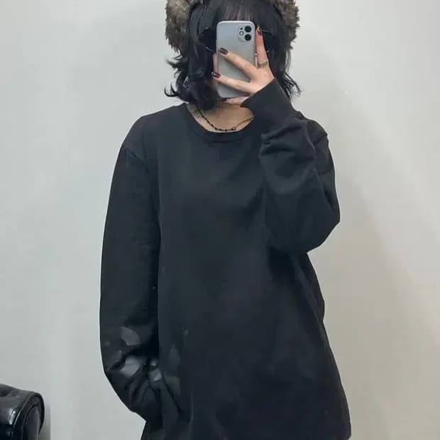 미디움 아디다스 y3 블랙 오버핏 맨투맨 티셔츠