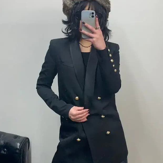 발망 h&M 콜라보 금장 더블 블레이저 마이