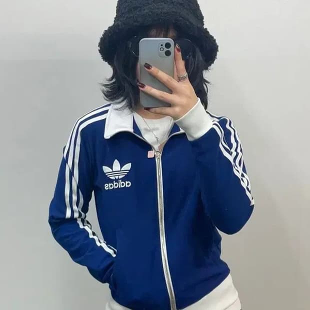 XS 아디다스 오리지널 베켄바우어 여성 트랙탑 져지 다크 블루