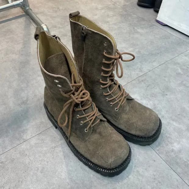 260 디블랙  스웨이드 레이스업 앵클 부츠 브라운