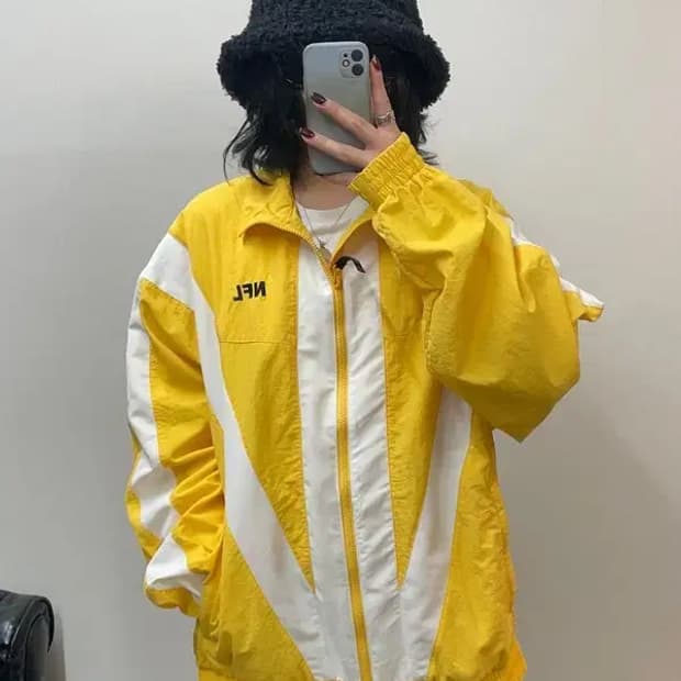 라지 NFL AFC 21 우븐 자켓 윈드러너 바람막이 자켓 옐로우