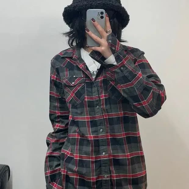 미디움 디젤 포켓 웨스턴 체크 셔츠