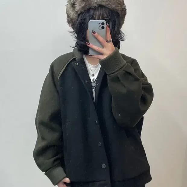 프리 마뗑킴 스타디움 바시티 퀼팅 자켓