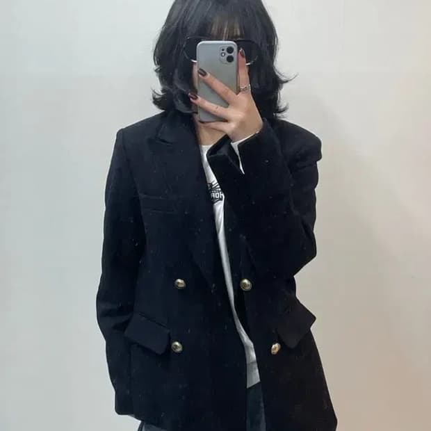 스몰 앤더슨벨 울자켓 네이비 스몰 언발란스 디자인