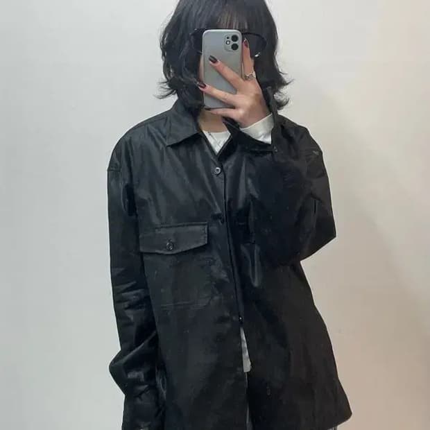 라지 인사일런스 코티드 코튼 친츠 셔츠 블랙