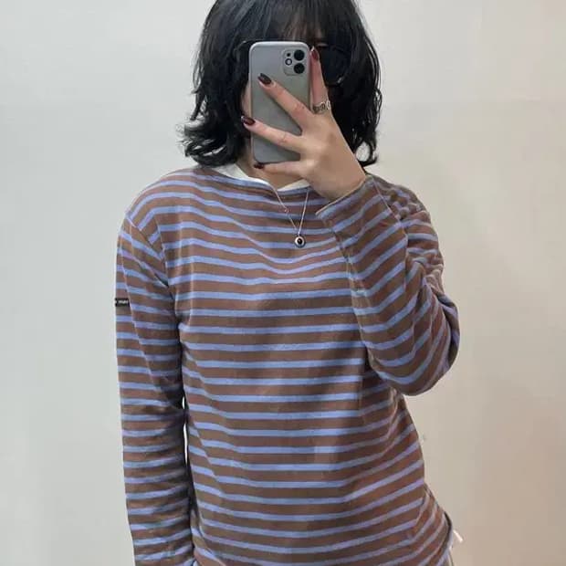 세인트제임스 오버핏 스트라이프 긴팔티셔츠