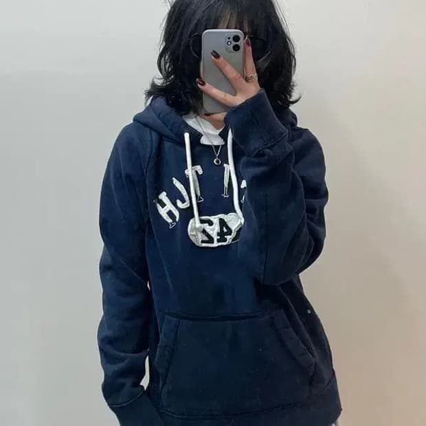 미디움 아베크롬비 빈티지 Y2K 데미지 디테일 기모 후드티