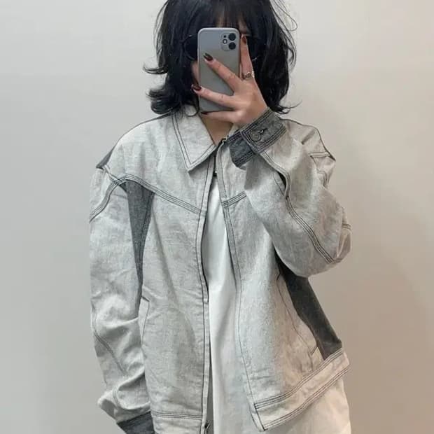 라지 메종미네드 오버핏 투톤 데님 자켓