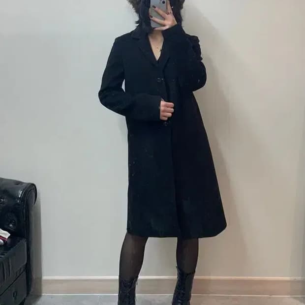 시스템 모 나일론 여자 롱 코트 자켓