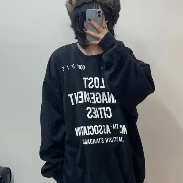 라지 lmc 오버핏 로고 맨투맨티셔츠 블랙